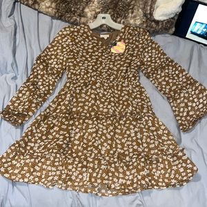 brown floral dress
